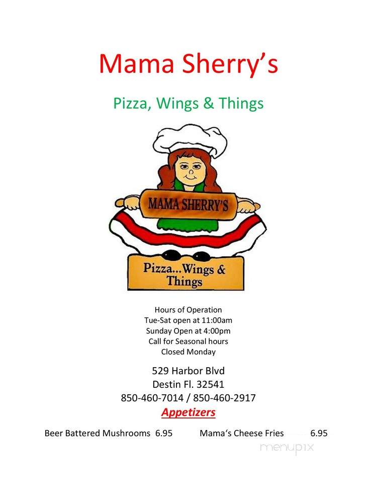 Mama Sherry's Pizza, Wings & Things - Destin, FL menu_pic