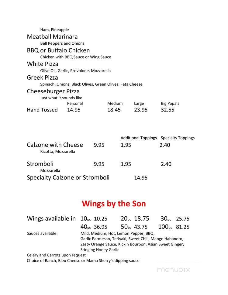 Mama Sherry's Pizza, Wings & Things - Destin, FL menu_pic