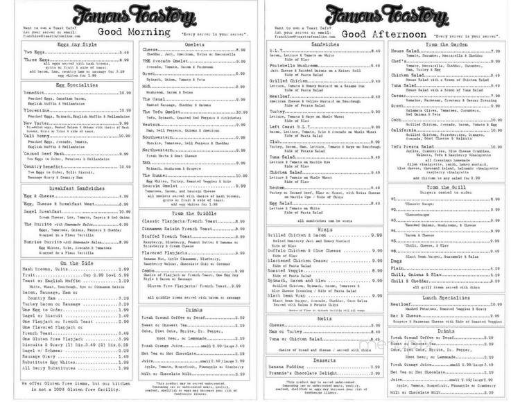 Famous Toastery - Mooresville, NC menu_pic