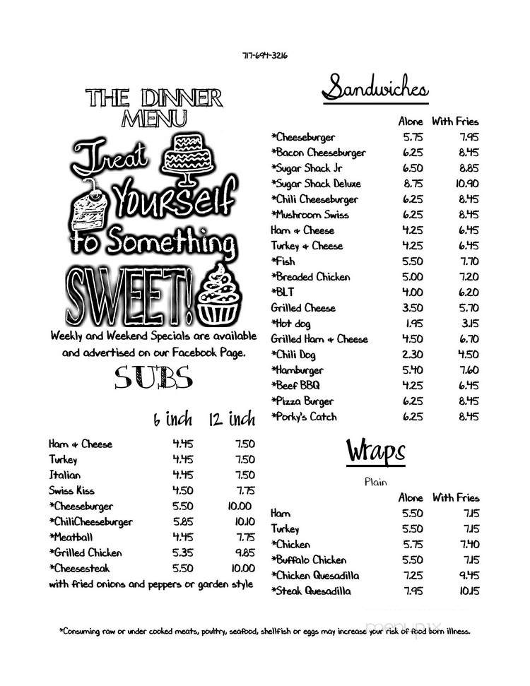 The Sugar Shack - Richfield, PA menu_pic