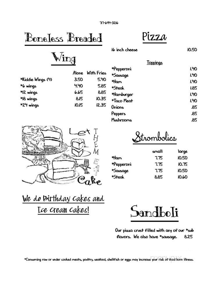 The Sugar Shack - Richfield, PA menu_pic