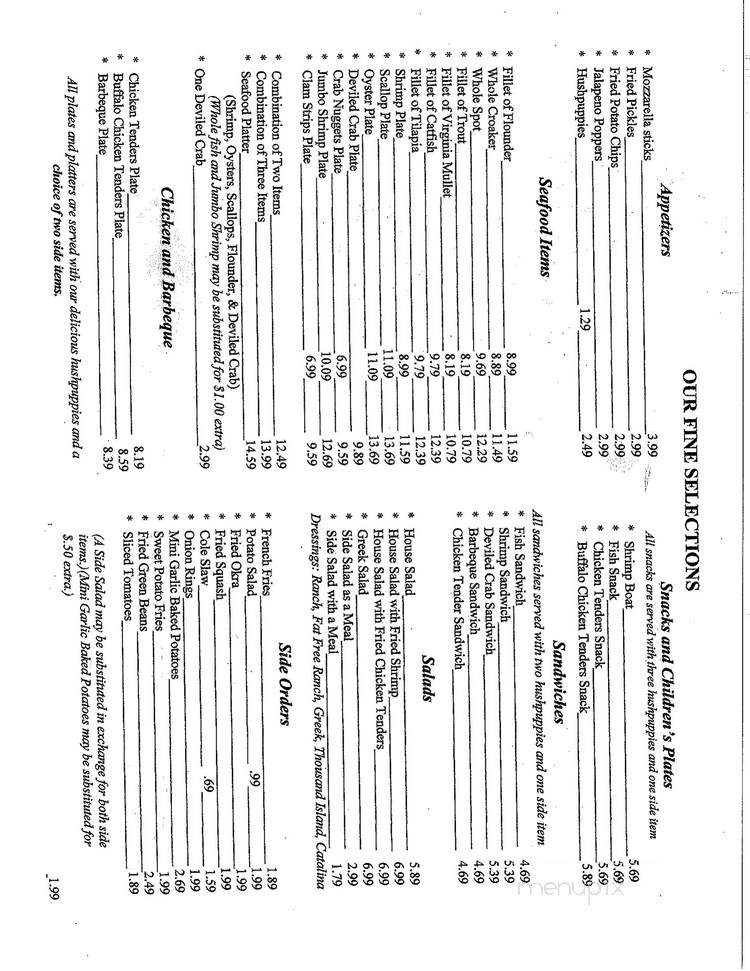 Fish Fry - Lillington, NC menu_pic