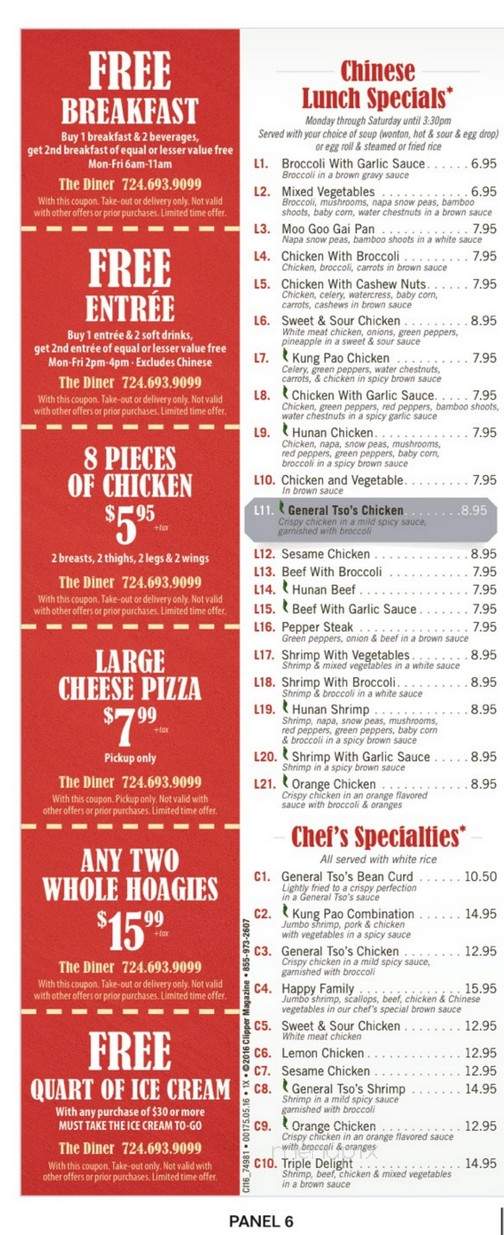 The Diner, Oakdale - Oakdale, PA menu_pic