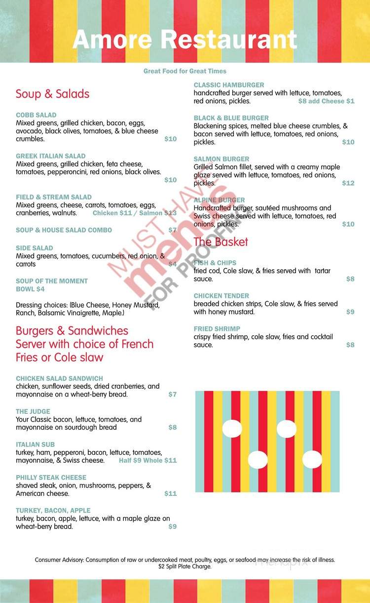 Amore Cafe - Lake Toxaway, NC menu_pic