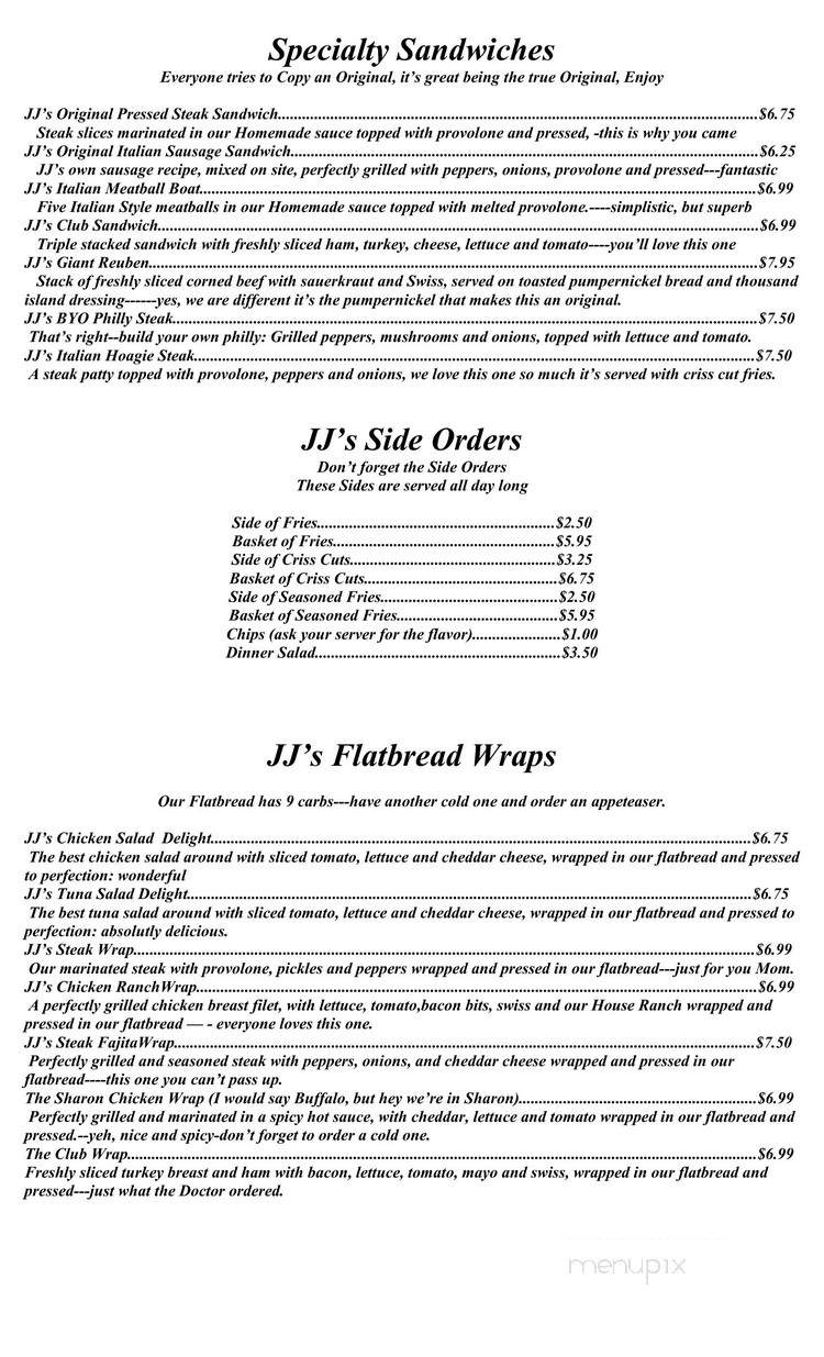J J's Litehouse - Sharon, PA menu_pic