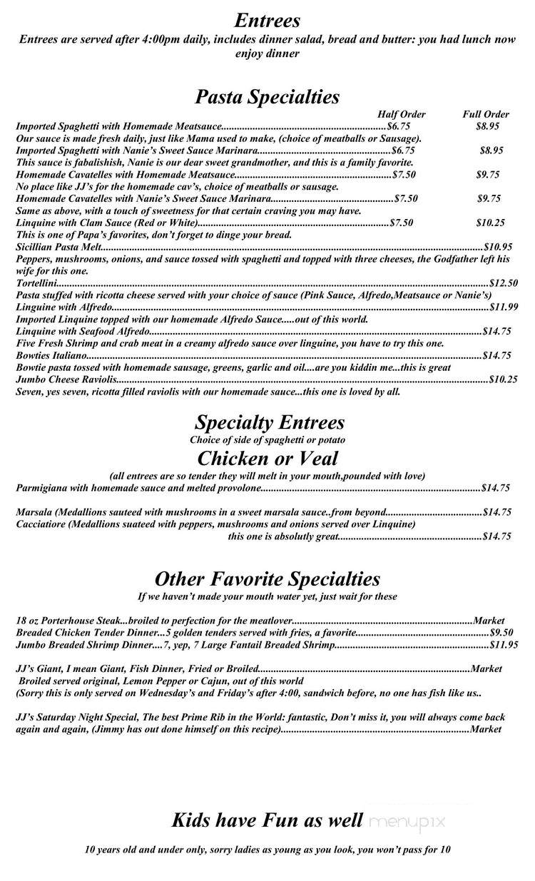 J J's Litehouse - Sharon, PA menu_pic