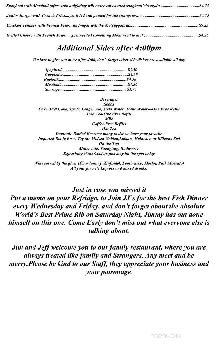 J J's Litehouse - Sharon, PA menu_pic