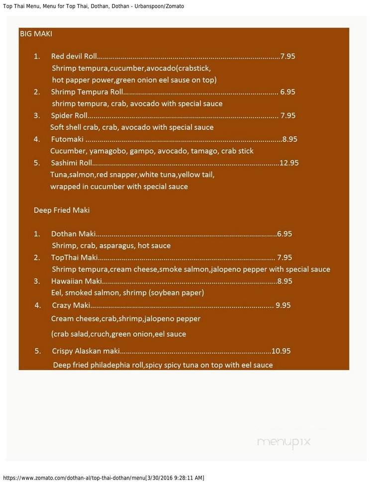 Top Thai - Dothan, AL menu_pic