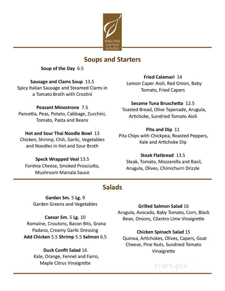The Willows Dining Room & Lounge - Corman Park No 344, SK menu_pic