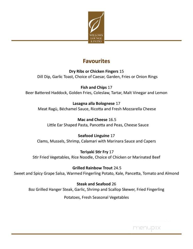 The Willows Dining Room & Lounge - Corman Park No 344, SK menu_pic