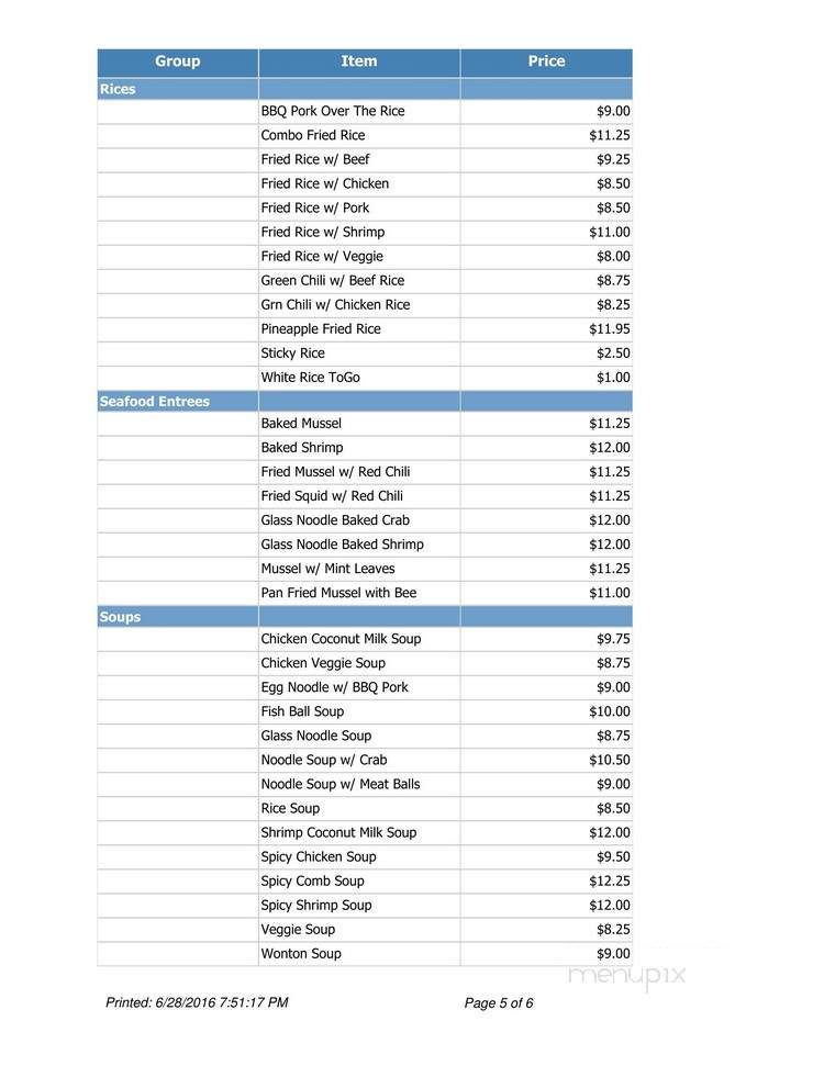 Bangkok House Restaurant - Ridgecrest, CA menu_pic