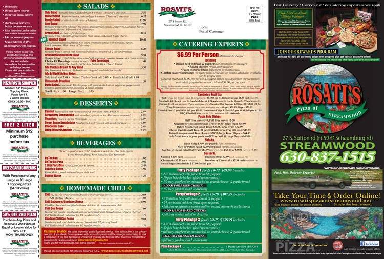Rosati's Pizza Of Streamwood - Streamwood, IL menu_pic