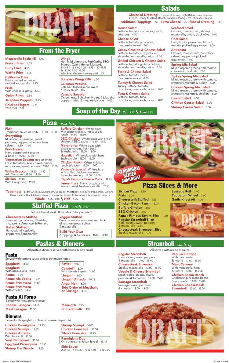 Vesuvio In The Valley Pizzeria - Drums, PA menu_pic