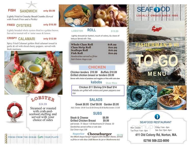 Fisherman III - Norton, MA menu_pic