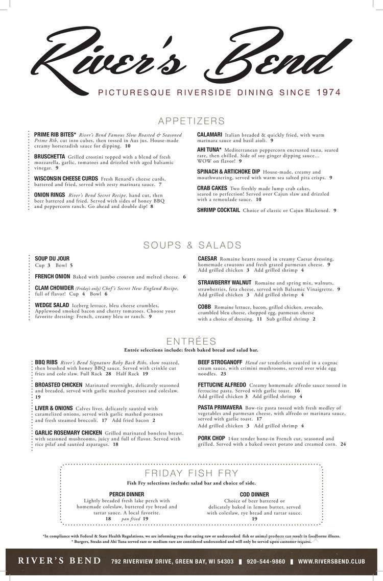 River's Bend Steak & Seafood - Green Bay, WI menu_pic