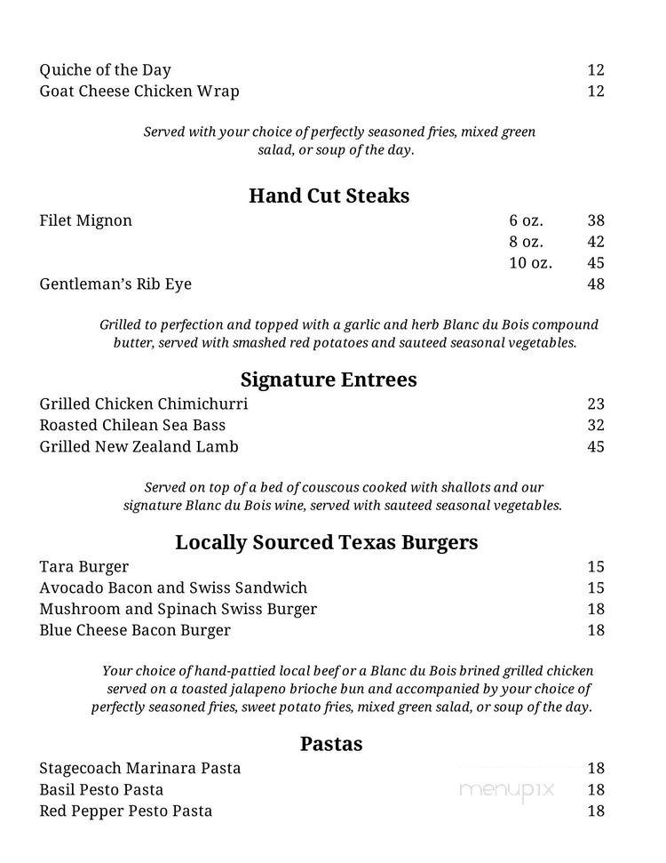 Tara Winery - Athens, TX menu_pic