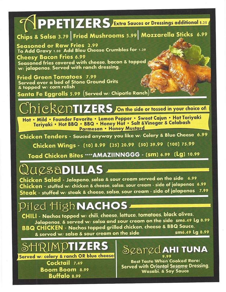 Tipsy Toad Tavern - Muskegon, MI menu_pic