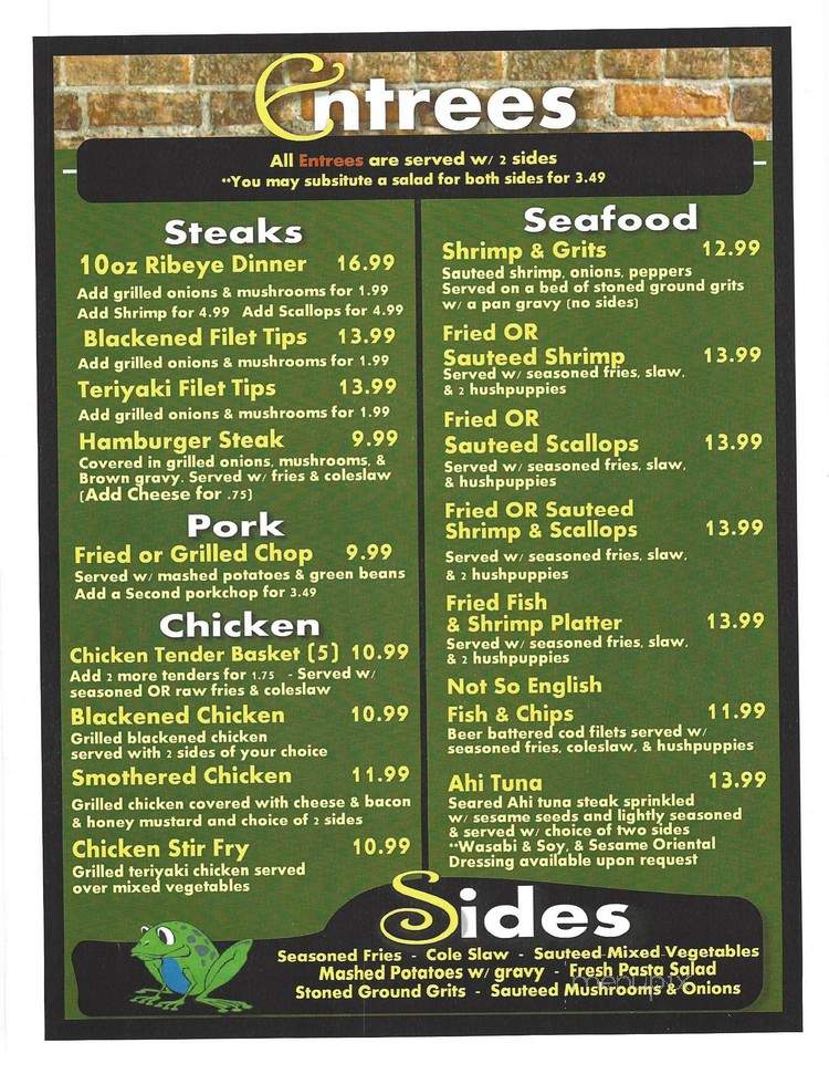 Tipsy Toad Tavern - Muskegon, MI menu_pic
