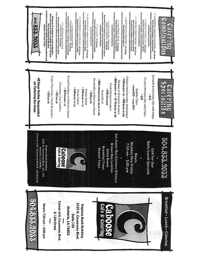Caboose Cafe - Metairie, LA menu_pic
