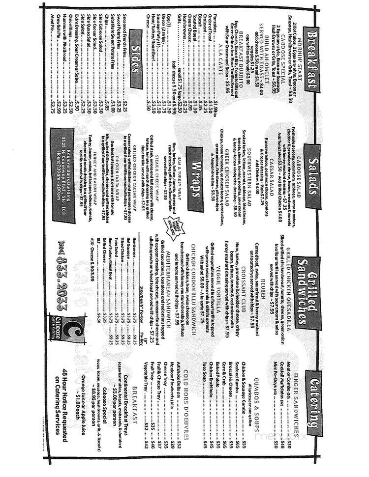 Caboose Cafe - Metairie, LA menu_pic