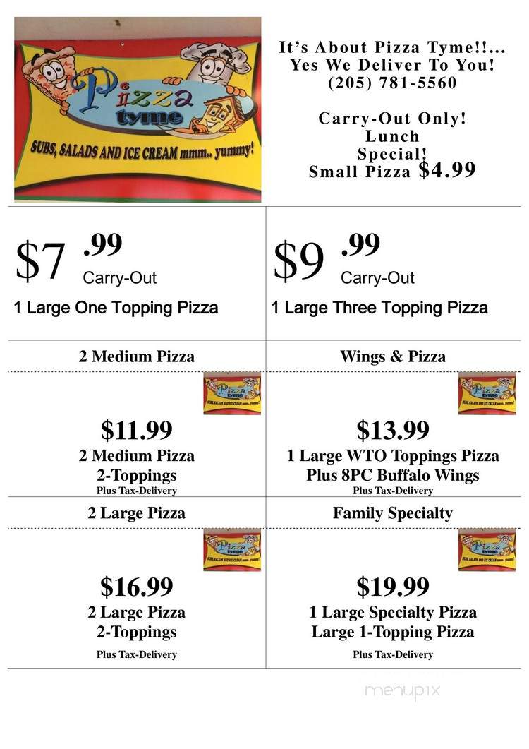 Pizza Tyme - Birmingham, AL menu_pic