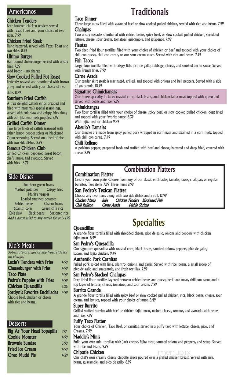 San Pedro's Mexican Restaurant - Chandler, TX menu_pic