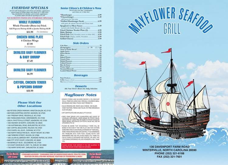 Mayflower Seafood Grill and Oyster Bar - Winterville, NC menu_pic
