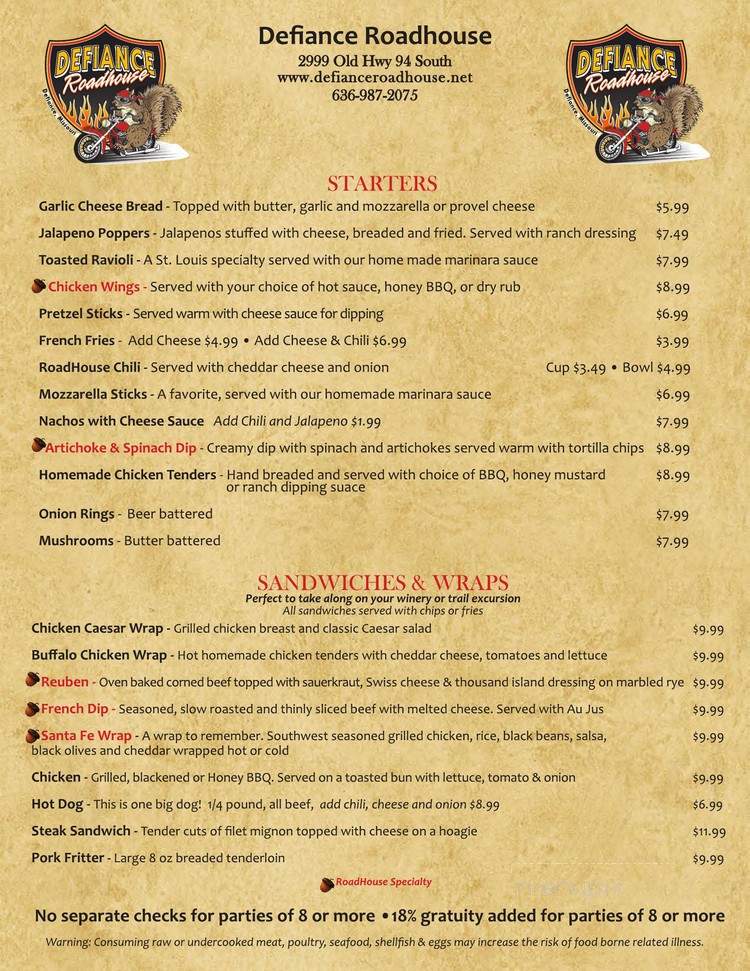 Defiance Roadhouse - Defiance, MO menu_pic