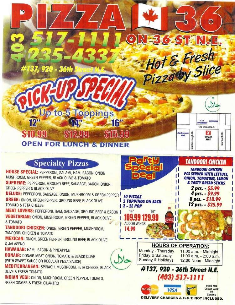 Pizza 36 - Calgary, AB menu_pic