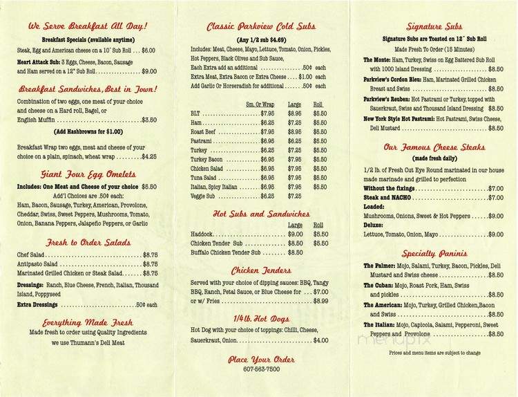 Parkview Grocery & Deli - Unadilla, NY menu_pic