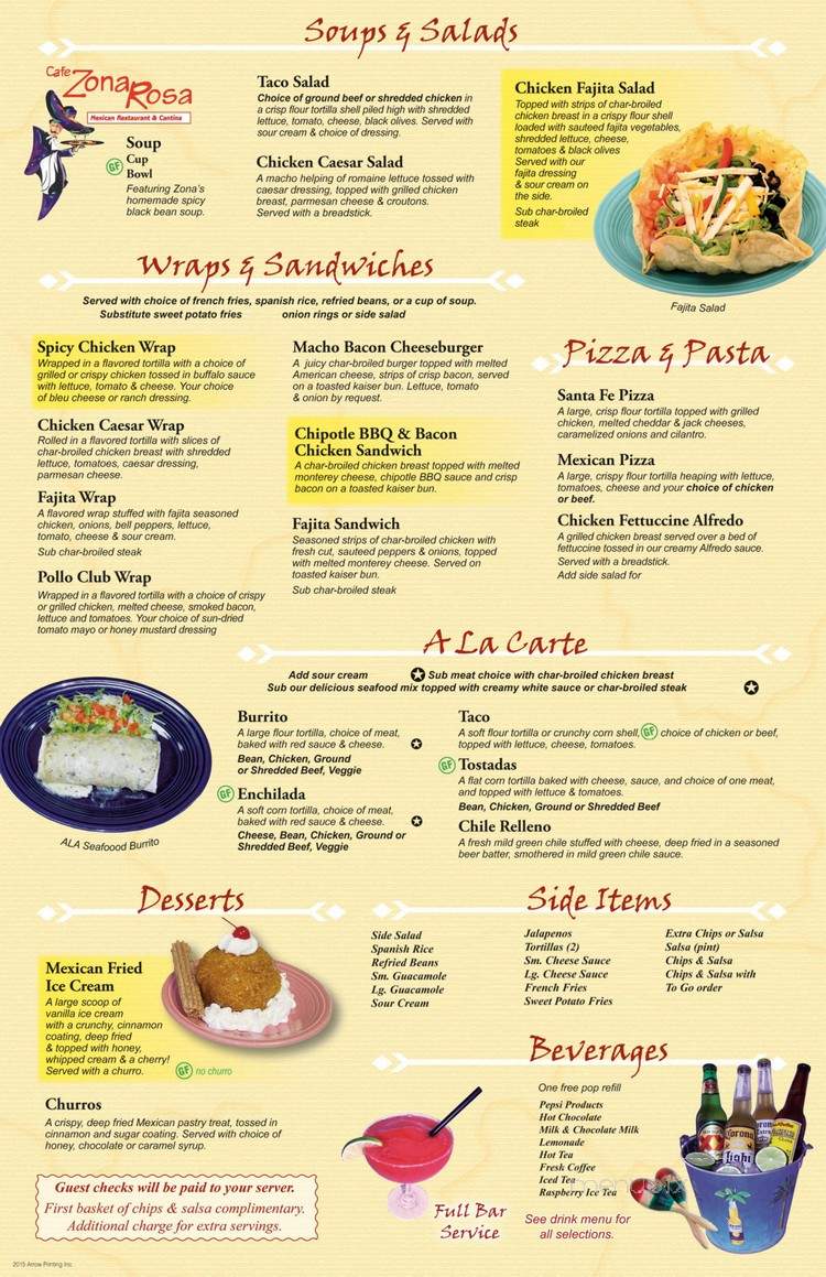 Cafe Zona Rosa - Walker, MN menu_pic