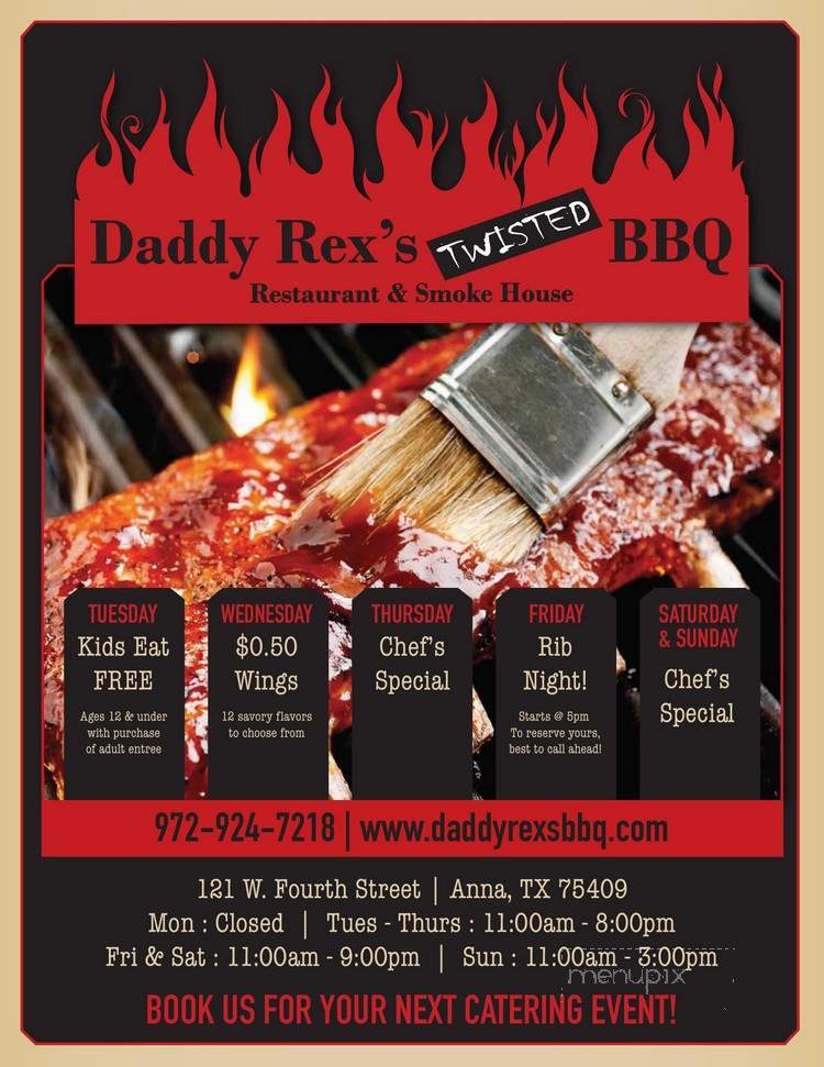 Daddy Rex's Twisted BBQ - Anna, TX menu_pic