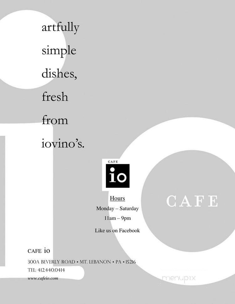 Cafe Io - Pittsburgh, PA menu_pic
