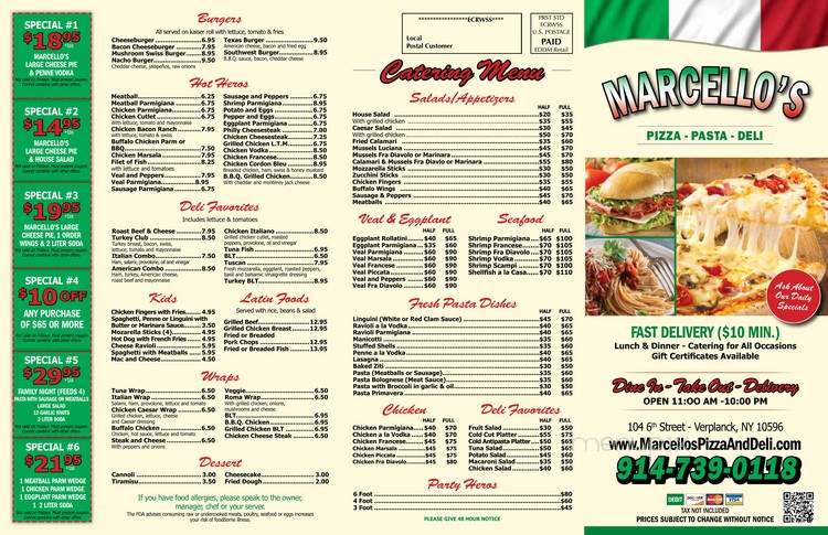 Marcello's Pizzeria & Deli - Verplanck, NY menu_pic