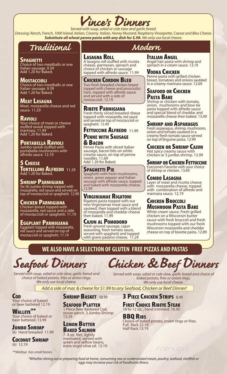 Vinces Restaurant & Pizzeria - Monroe, WI menu_pic