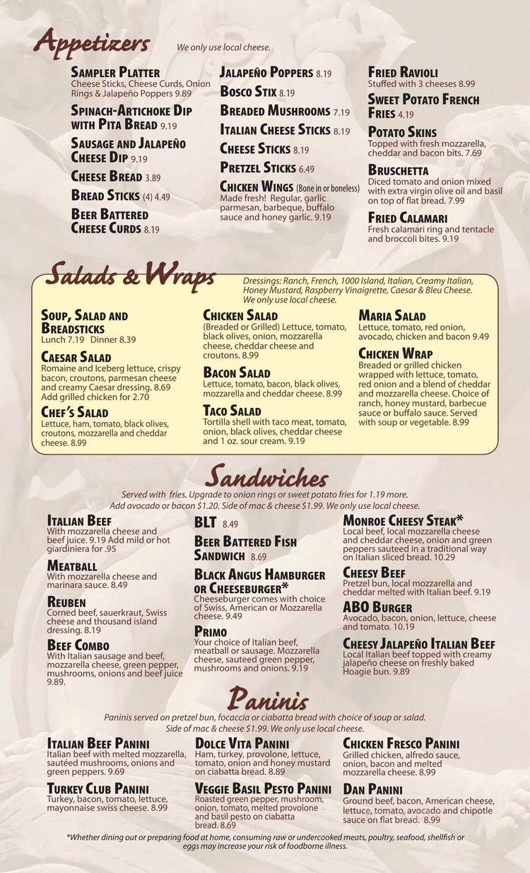 Vinces Restaurant & Pizzeria - Monroe, WI menu_pic