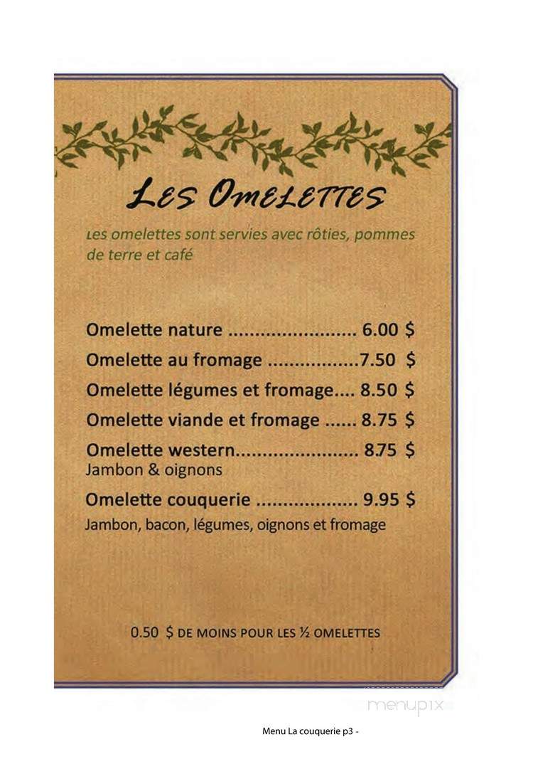 La Couquerie - Cowansville, QC menu_pic