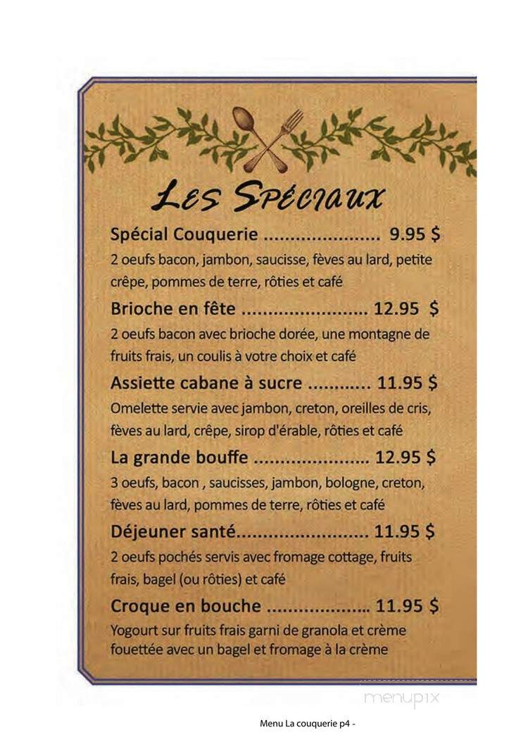 La Couquerie - Cowansville, QC menu_pic