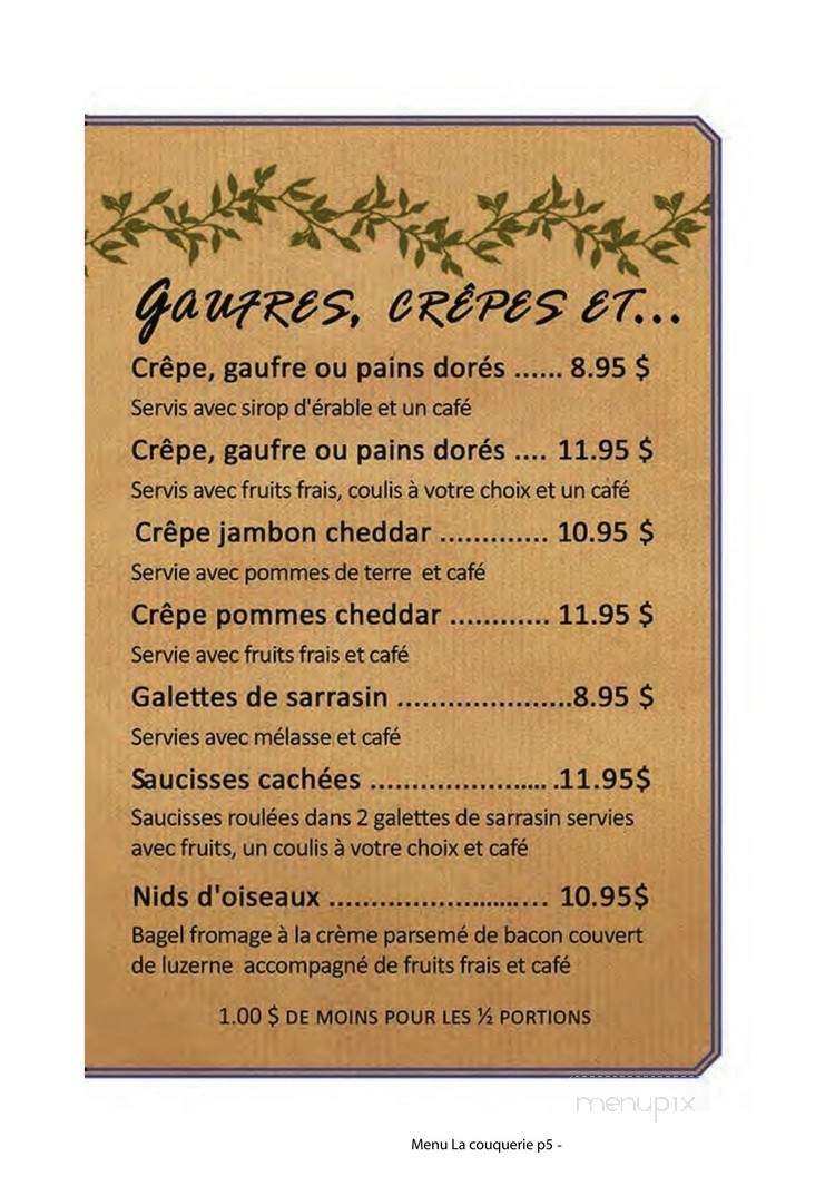 La Couquerie - Cowansville, QC menu_pic