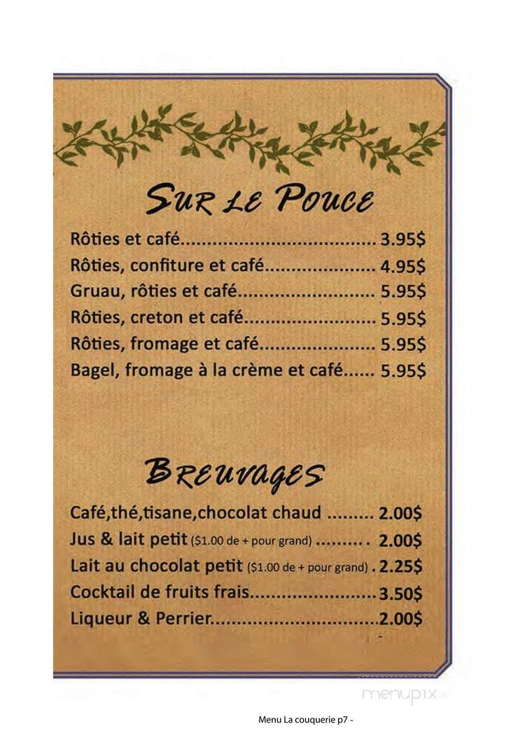 La Couquerie - Cowansville, QC menu_pic