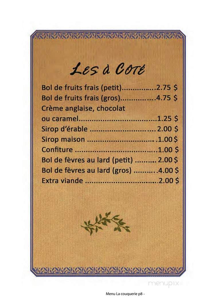 La Couquerie - Cowansville, QC menu_pic