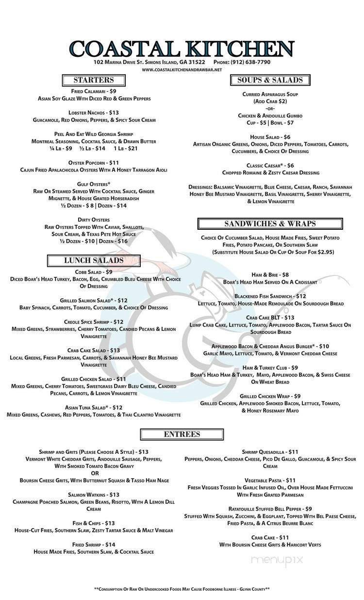 Coastal Kitchen - St Simons Island, GA menu_pic