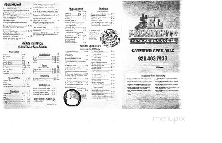 El Presidente - De Pere, WI menu_pic