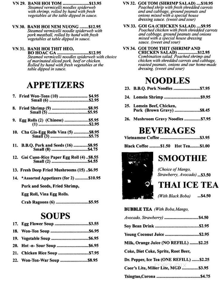 Vina Vietnamese Restaurant - Meridian, ID menu_pic