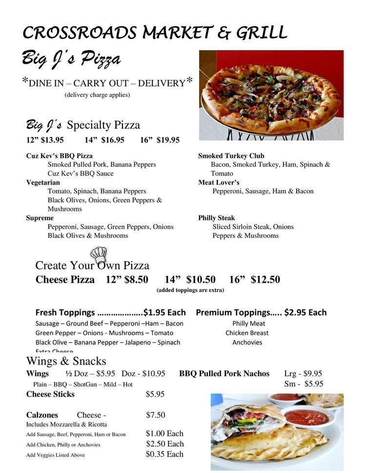 Crossroads Market & Grill - Jasper, FL menu_pic