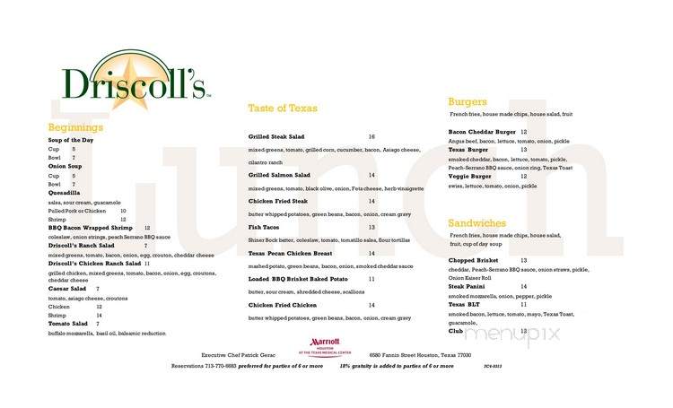 Driscoll's - Houston, TX menu_pic