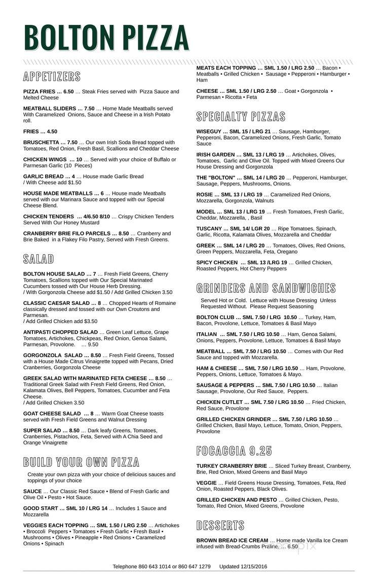 Bolton Pizza & Restaurant - Bolton, CT