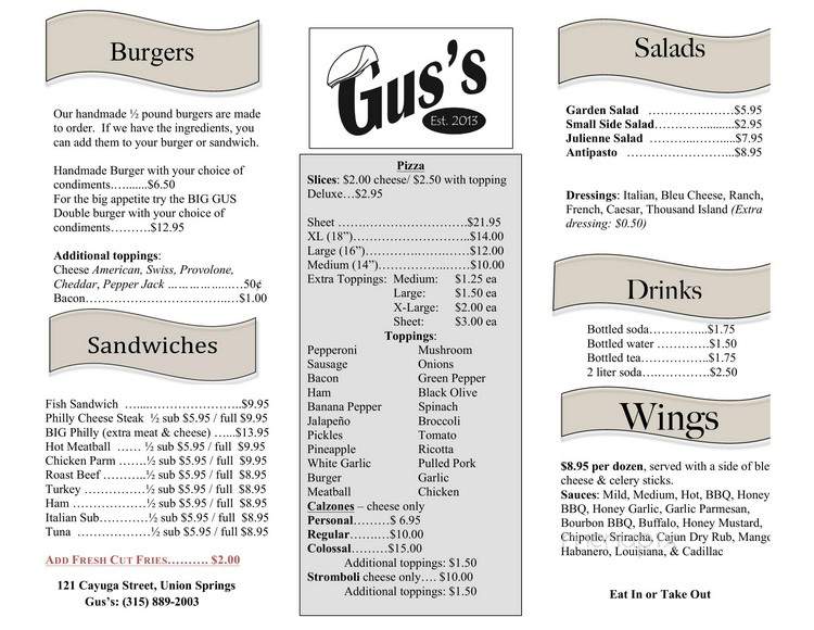 Gus's - Union Springs, NY menu_pic