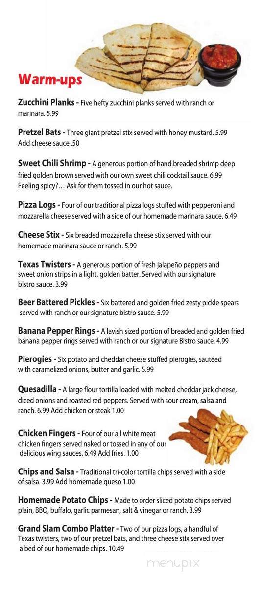 Sluggers Sports Pub - Du Bois, PA menu_pic