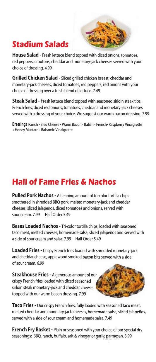 Sluggers Sports Pub - Du Bois, PA menu_pic